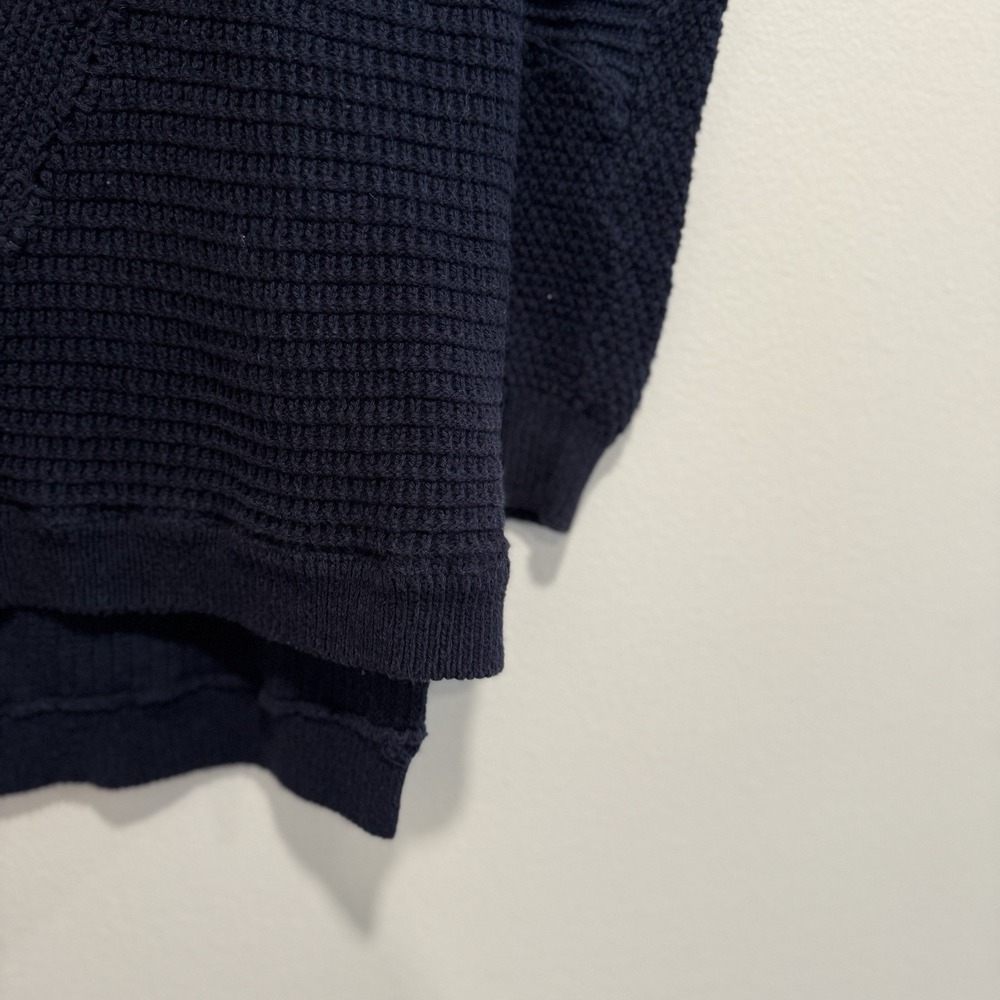 Soft Surroundings Sweater Navy Blue Knit Mock Neck Asymmetrical Patchwork M Edgy - Picture 11 of 15